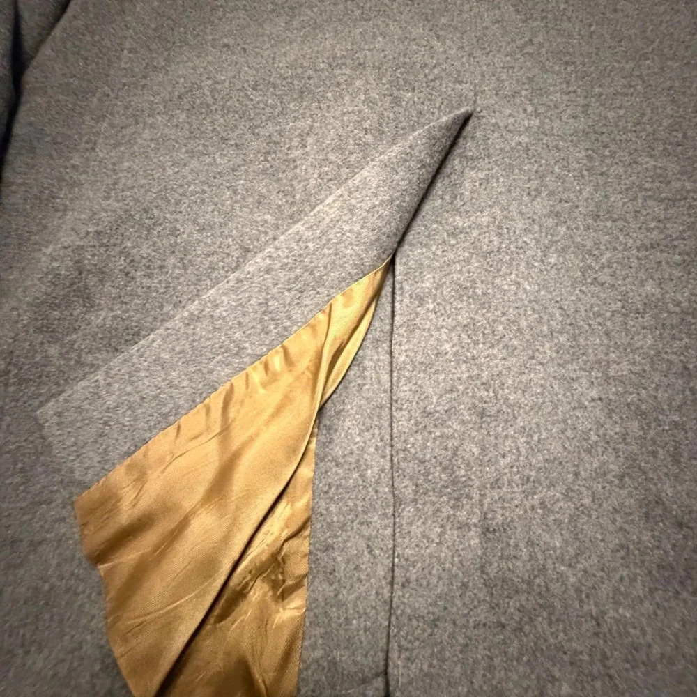 PBM Dillard's Mens 100% Camel Hair Blazer Grey Woven Leather Button Sport Coat